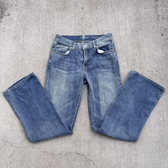 7 For All Mankind Jeans Womens 12 Blue Relaxed Cotton Zip Fly Denim 7FCYB342 - Picture 1 of 9